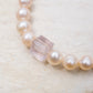 "Rose Quartz Cube on Rose Pearls" necklace