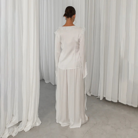 Silk Slit Pants