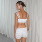 Textured White Shorts