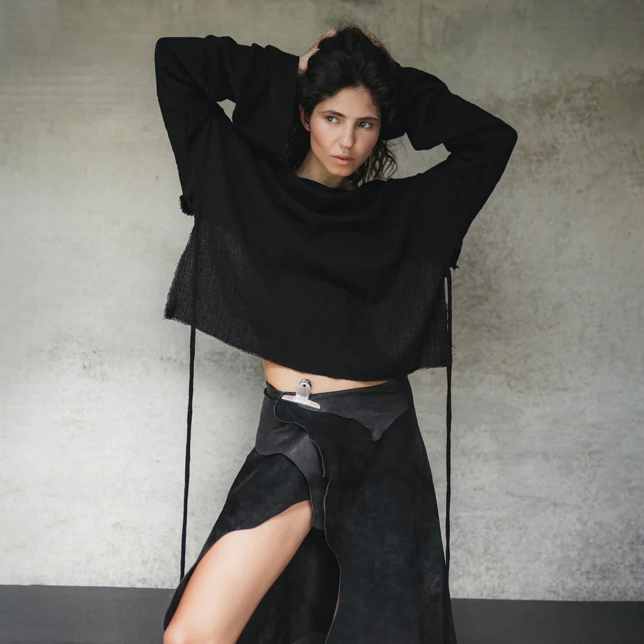 Cotton top with long sleeves Black
