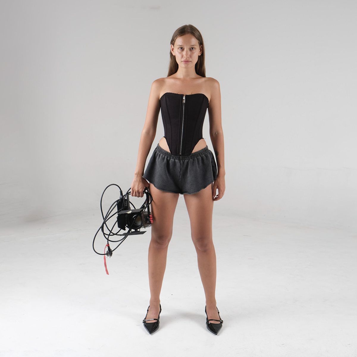 Long U Corset Black