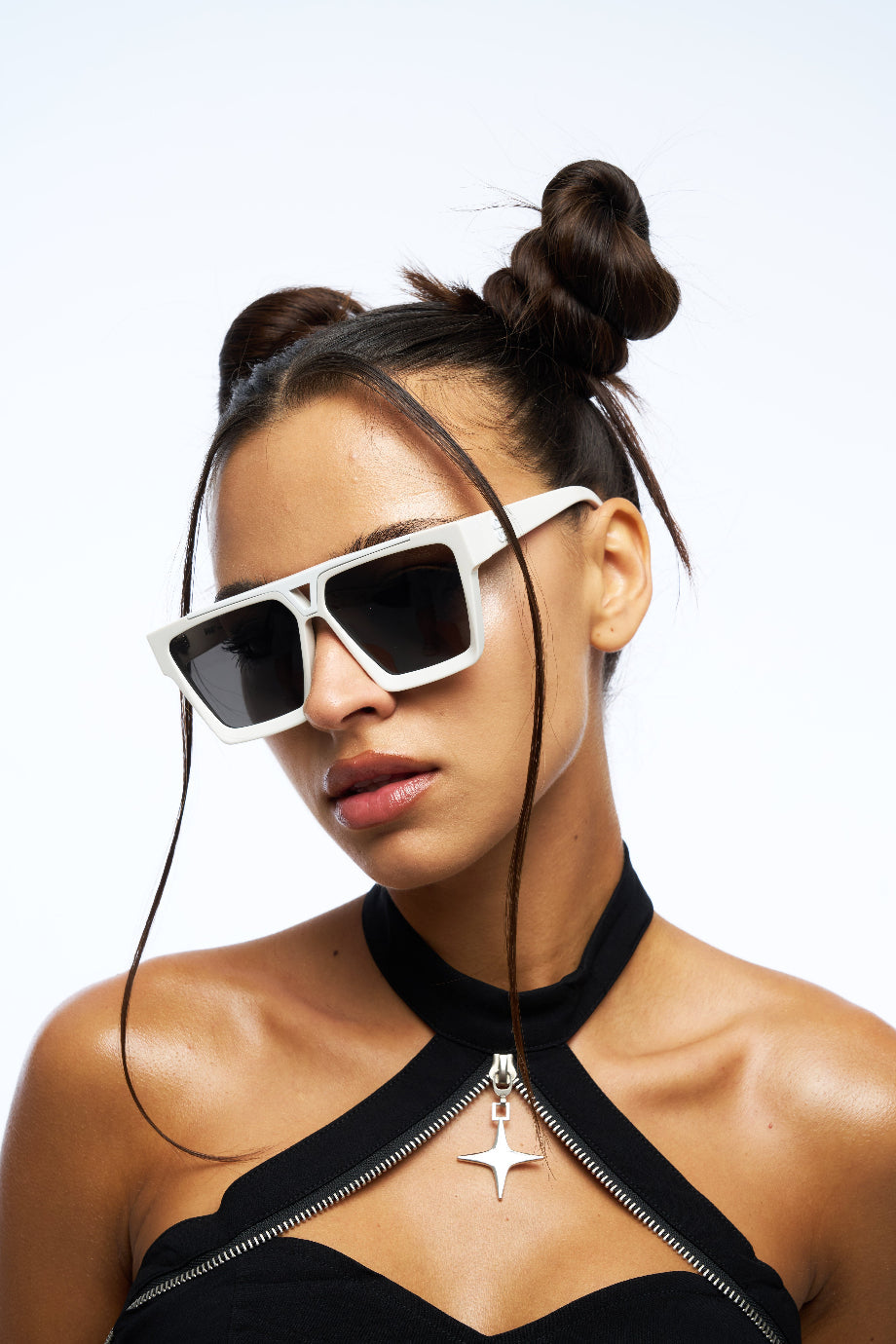 White Geometric Sunglasses