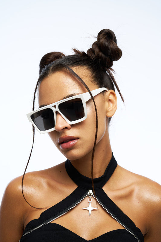 White Geometric Sunglasses