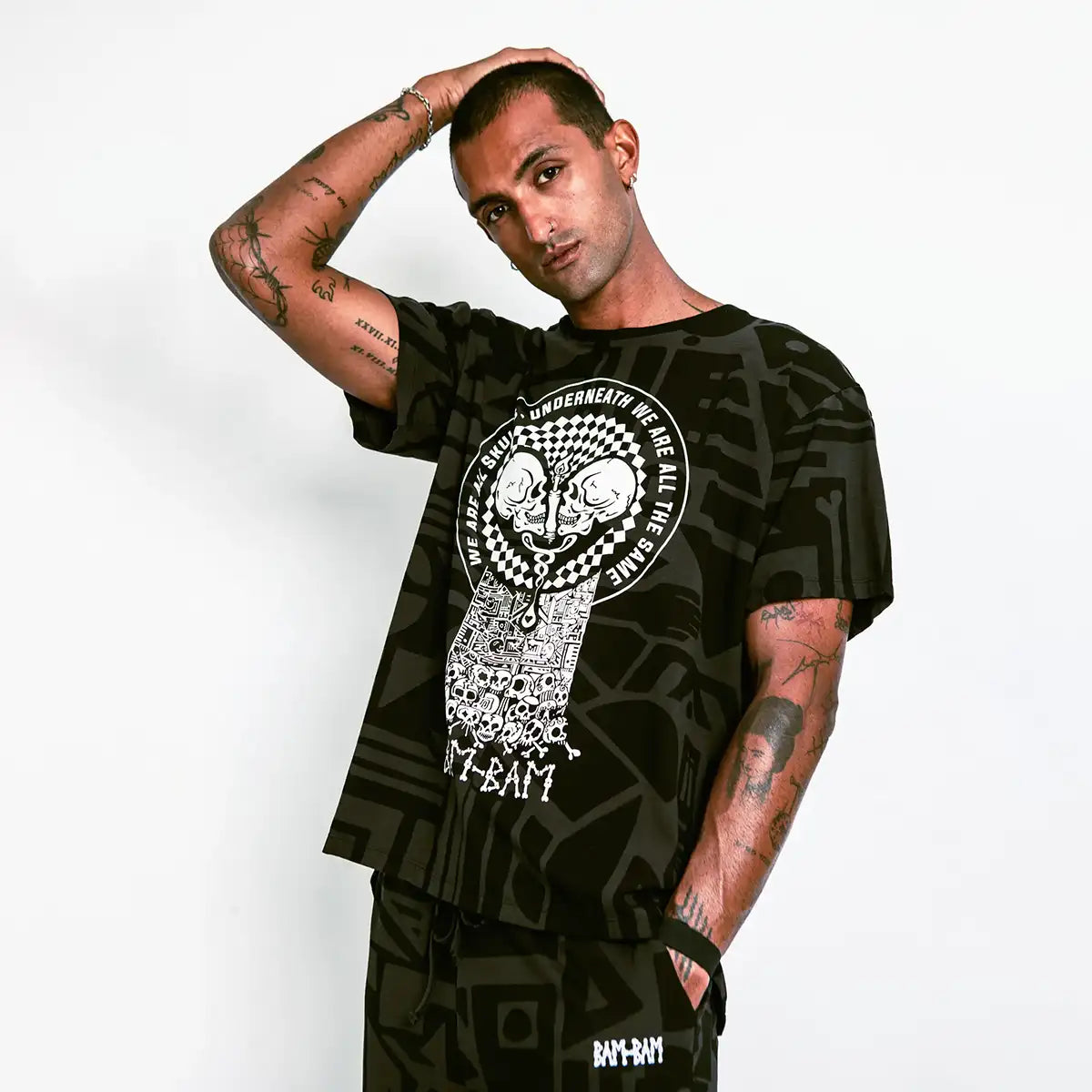 ONE LOVE CHARCOAL & BLACK OVERSIZED TEE