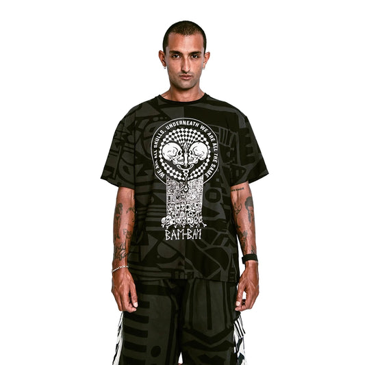 ONE LOVE CHARCOAL & BLACK OVERSIZED TEE