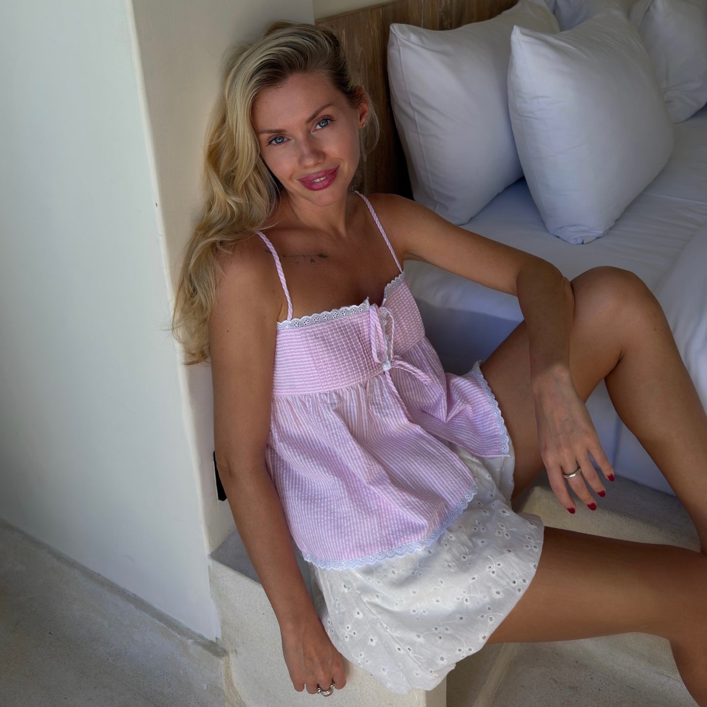 LANA TOP PINK STRIPE