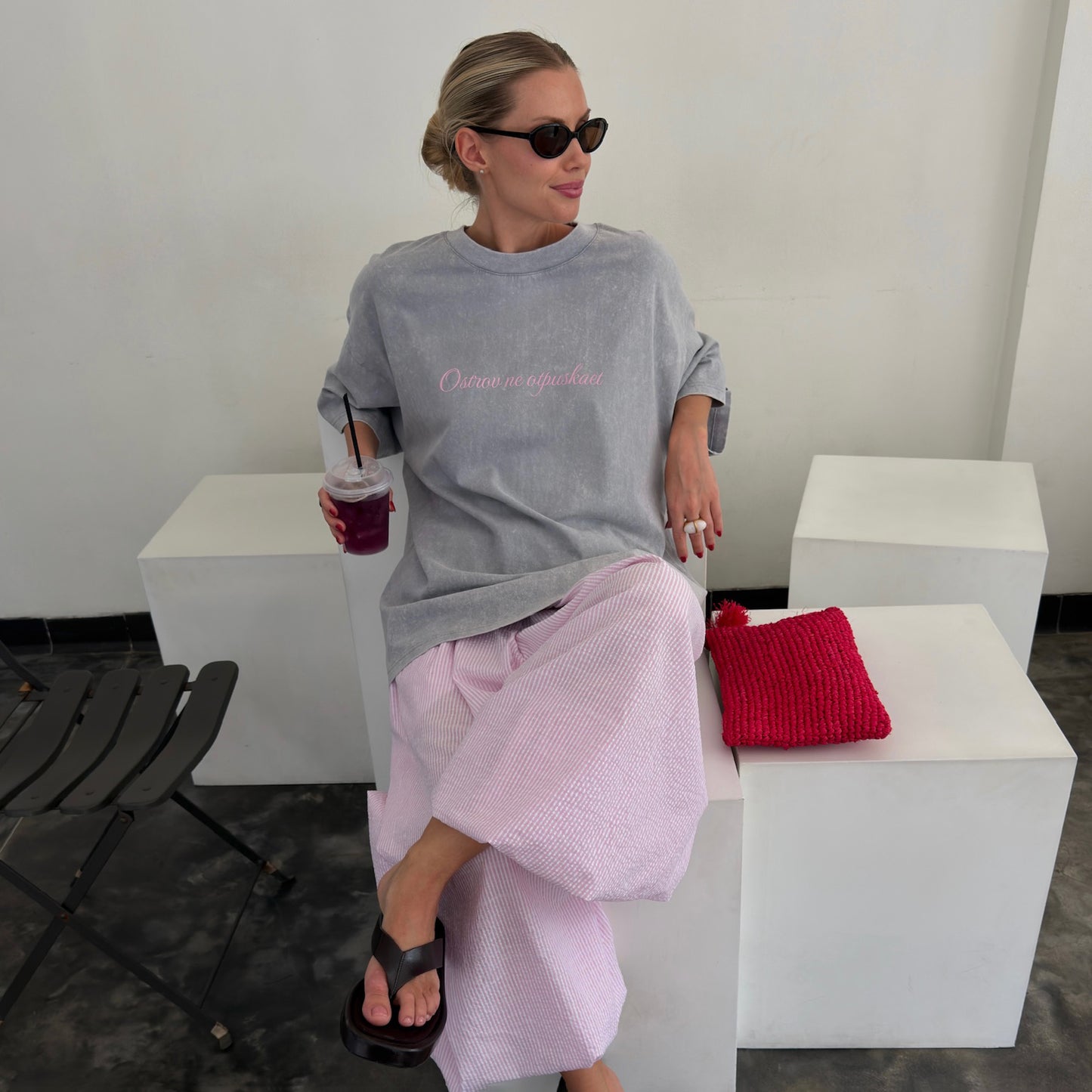 WASHED T-SHIRT "OSTROV" NEW IN GREY
