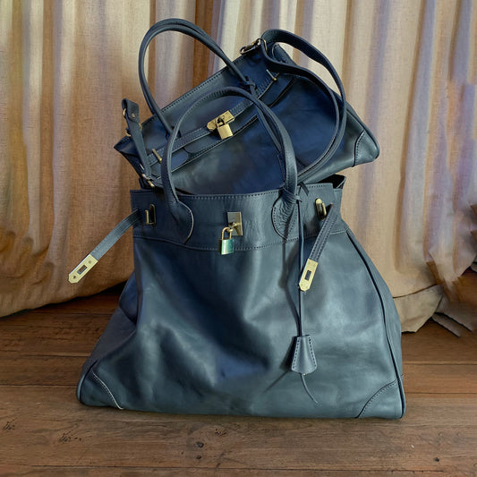 Mini weekender grey-blue bag with strap