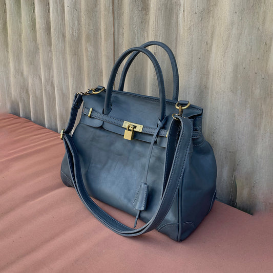 Mini weekender grey-blue bag with strap