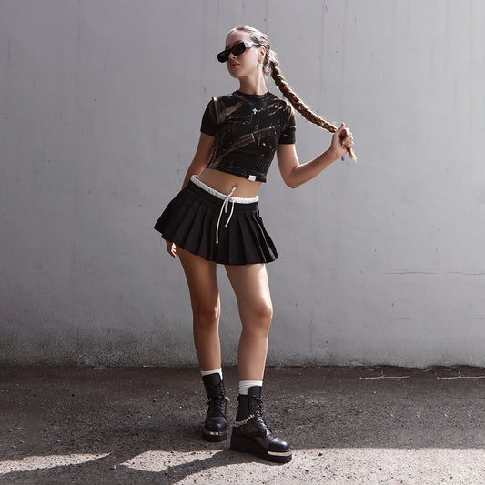 Crop Tee With Cross Human Touch