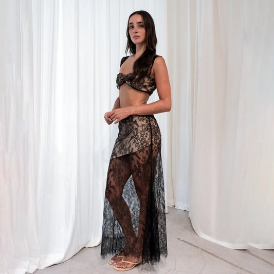 Lace Black Maxi Skirt