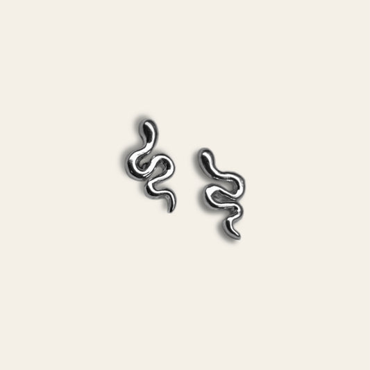 Small snakes silver earrings