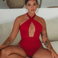 Iliana Swimwear Cross-Over One Piece In Red Lava