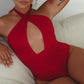 Iliana Swimwear Cross-Over One Piece In Red Lava