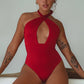 Iliana Swimwear Cross-Over One Piece In Red Lava