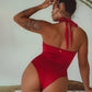 Iliana Swimwear Cross-Over One Piece In Red Lava