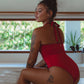 Iliana Swimwear Cross-Over One Piece In Red Lava