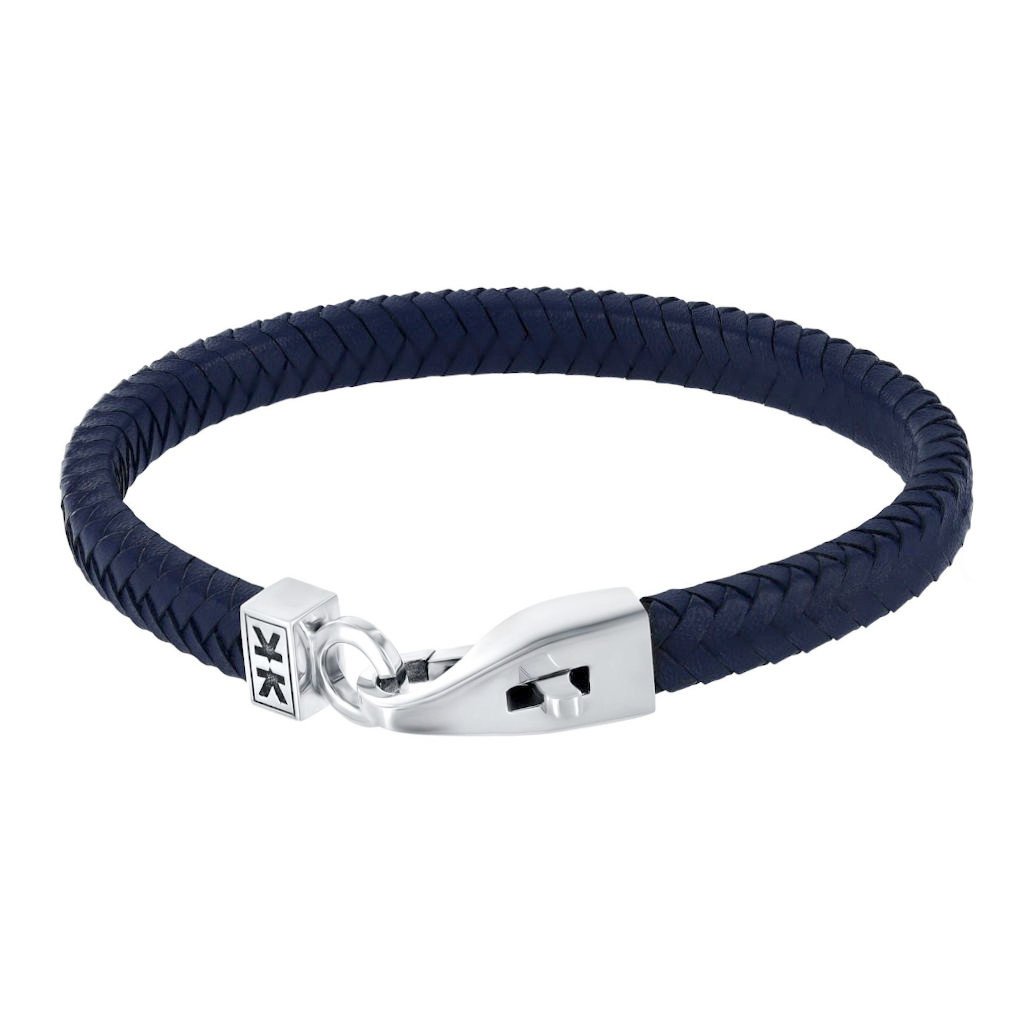 Blue Leather Bracelet - Lobster Lock - IKKU Jewelry