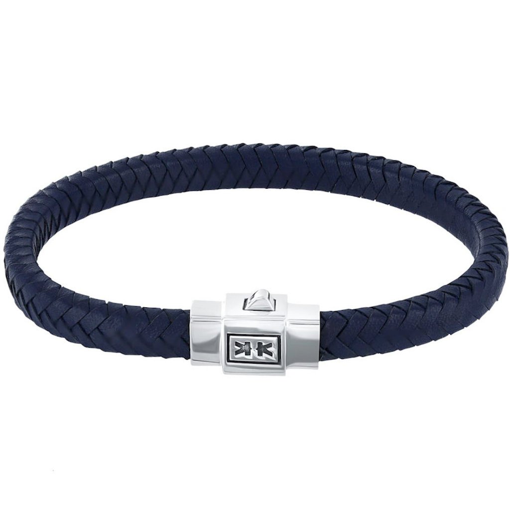 Blue Leather Bracelet - Pusher Lock - IKKU Jewelry