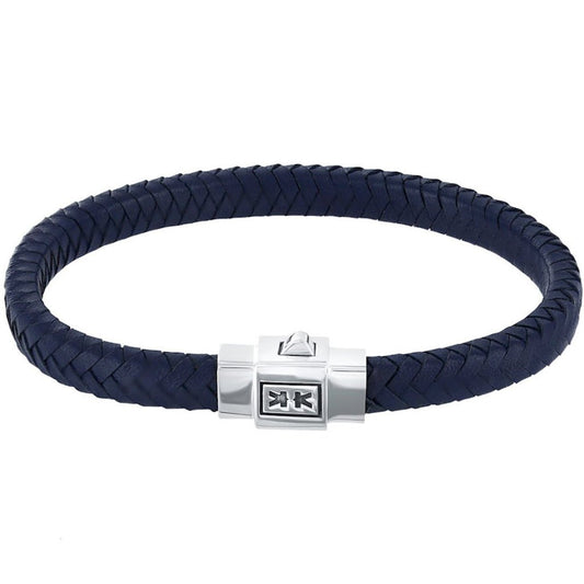 Blue Leather Bracelet - Pusher Lock - IKKU Jewelry