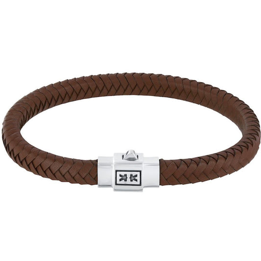 Cognac Leather Bracelet - Pusher Lock - IKKU Jewelry