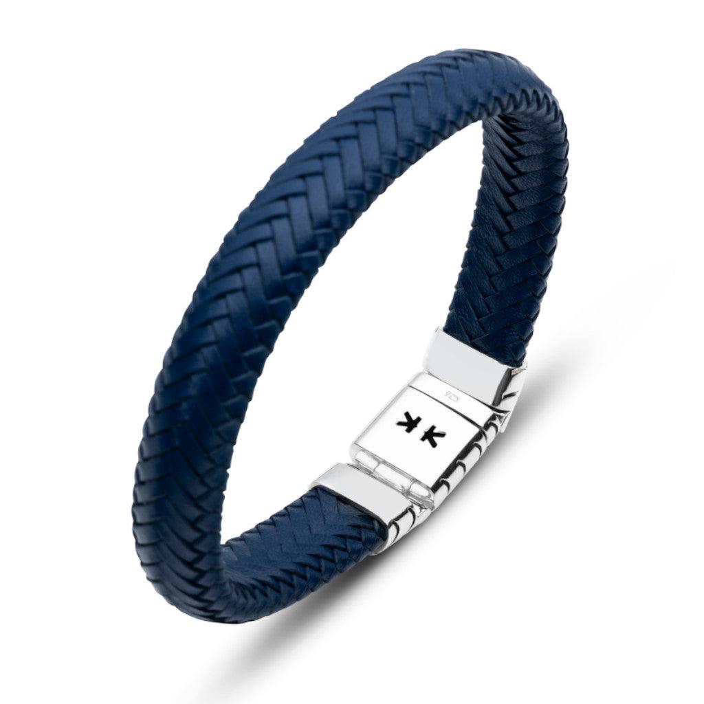 Blue Leather Bracelet - Box Lock - IKKU Jewelry