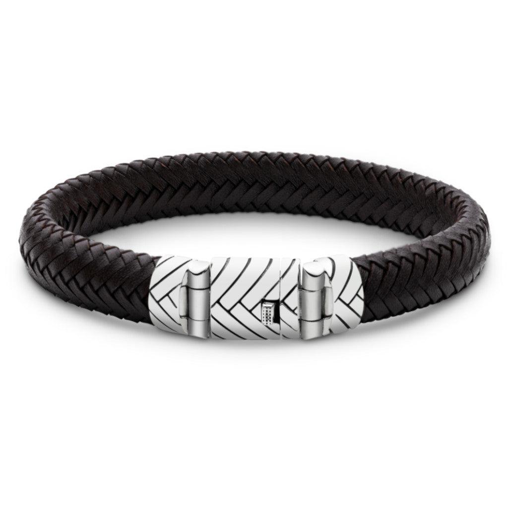 Brown Leather Bracelet - Box Lock - IKKU Jewelry