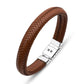 Cognac Leather Bracelet - Box Lock - IKKU Jewelry