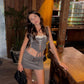 Cotton corset & skirt in grey