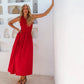 Lucciola Smocked Cotton Midi Dress In Red