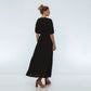 Lucienne Smoked Linen Maxi Dress In Black