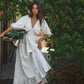 Lucienne Smoked Linen Maxi Dress In White