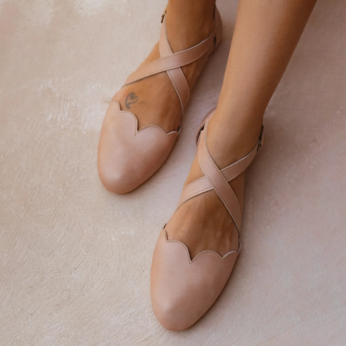 Mangrove Leather Flats In Beige