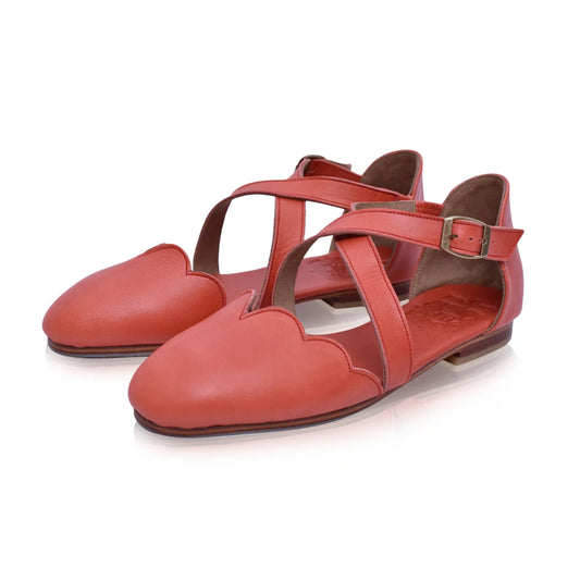 Mangrove Leather Flats In Red
