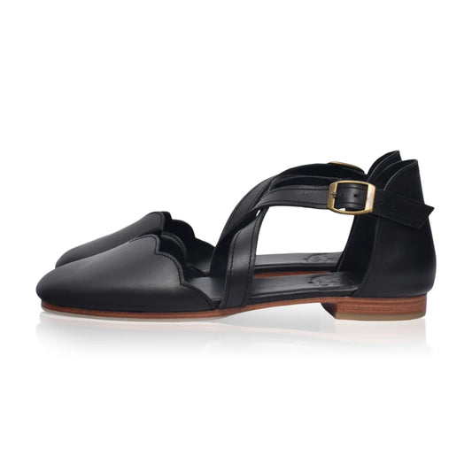 Mangrove Leather Flats In Black