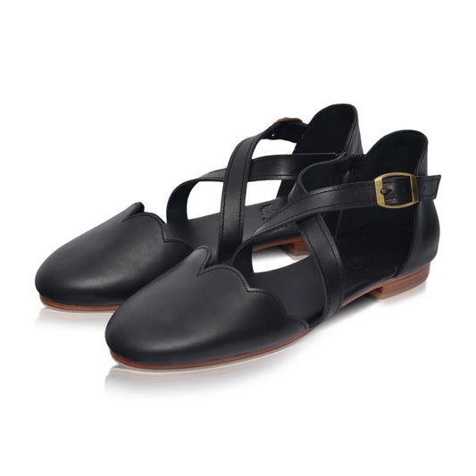 Mangrove Leather Flats In Black