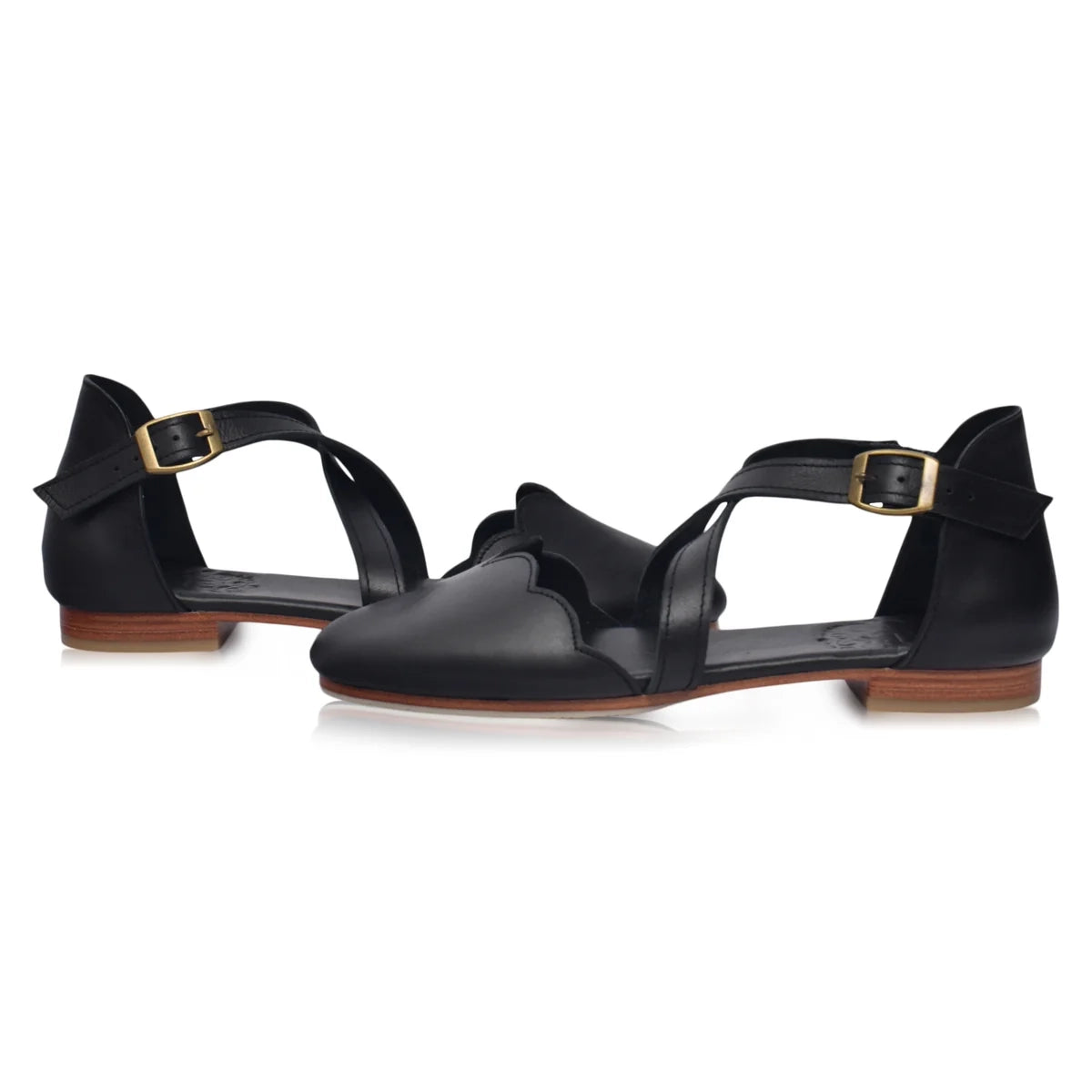 Mangrove Leather Flats In Black