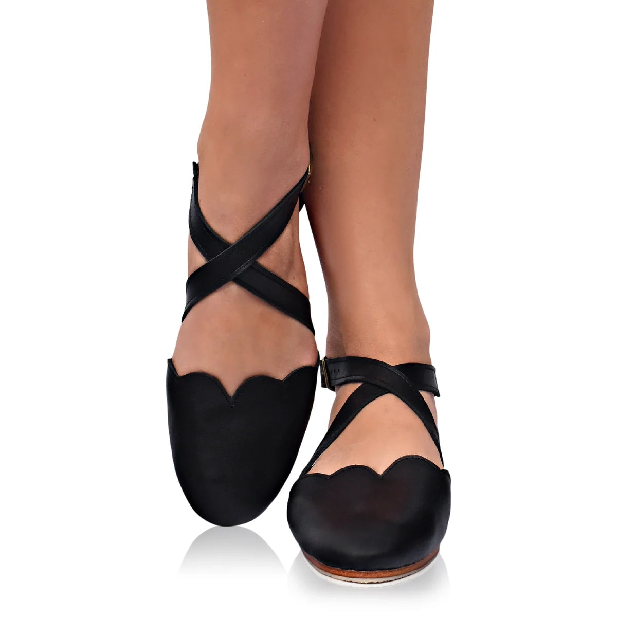 Mangrove Leather Flats In Black