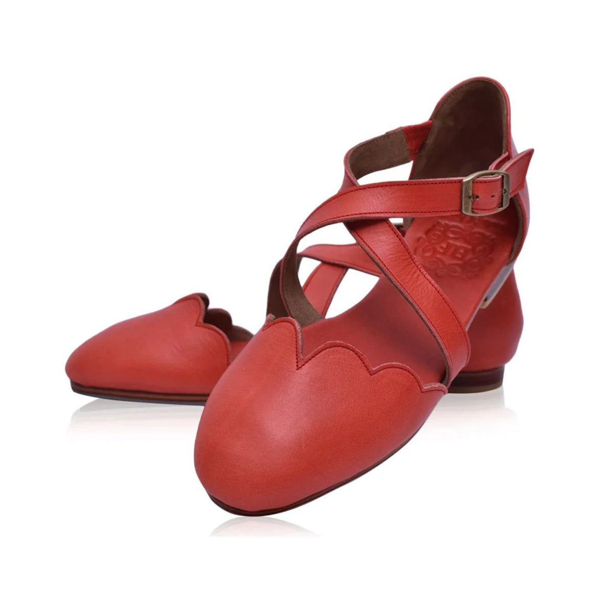 Mangrove Leather Flats In Red