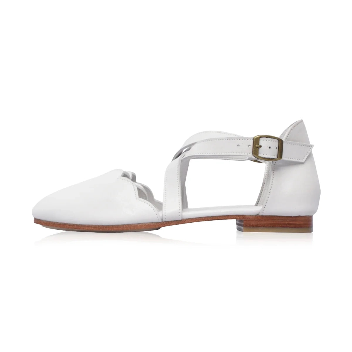 Mangrove Leather Flats In White