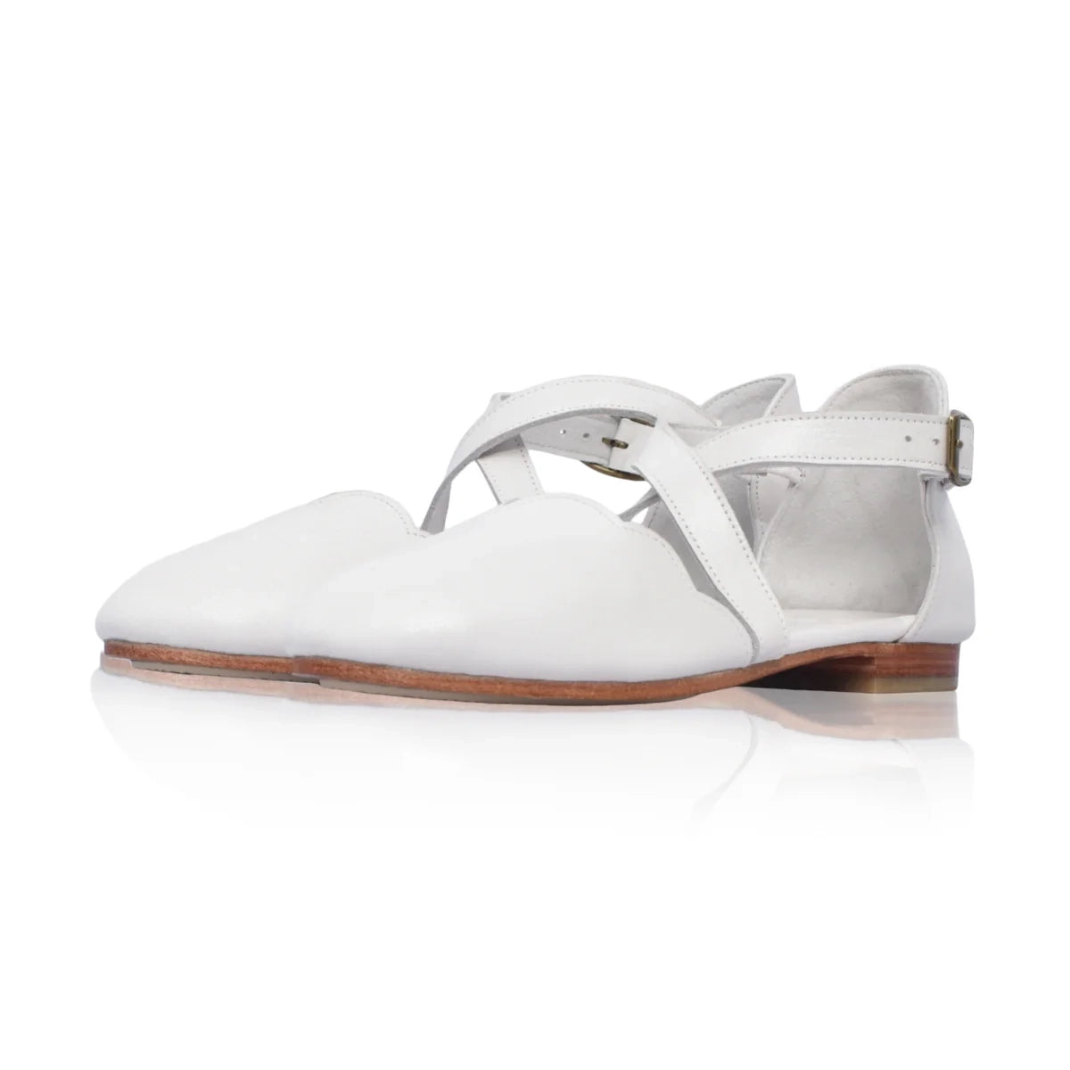 Mangrove Leather Flats In White