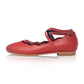 Myrelle Criss-Cross Leather Ballet Flats In Red