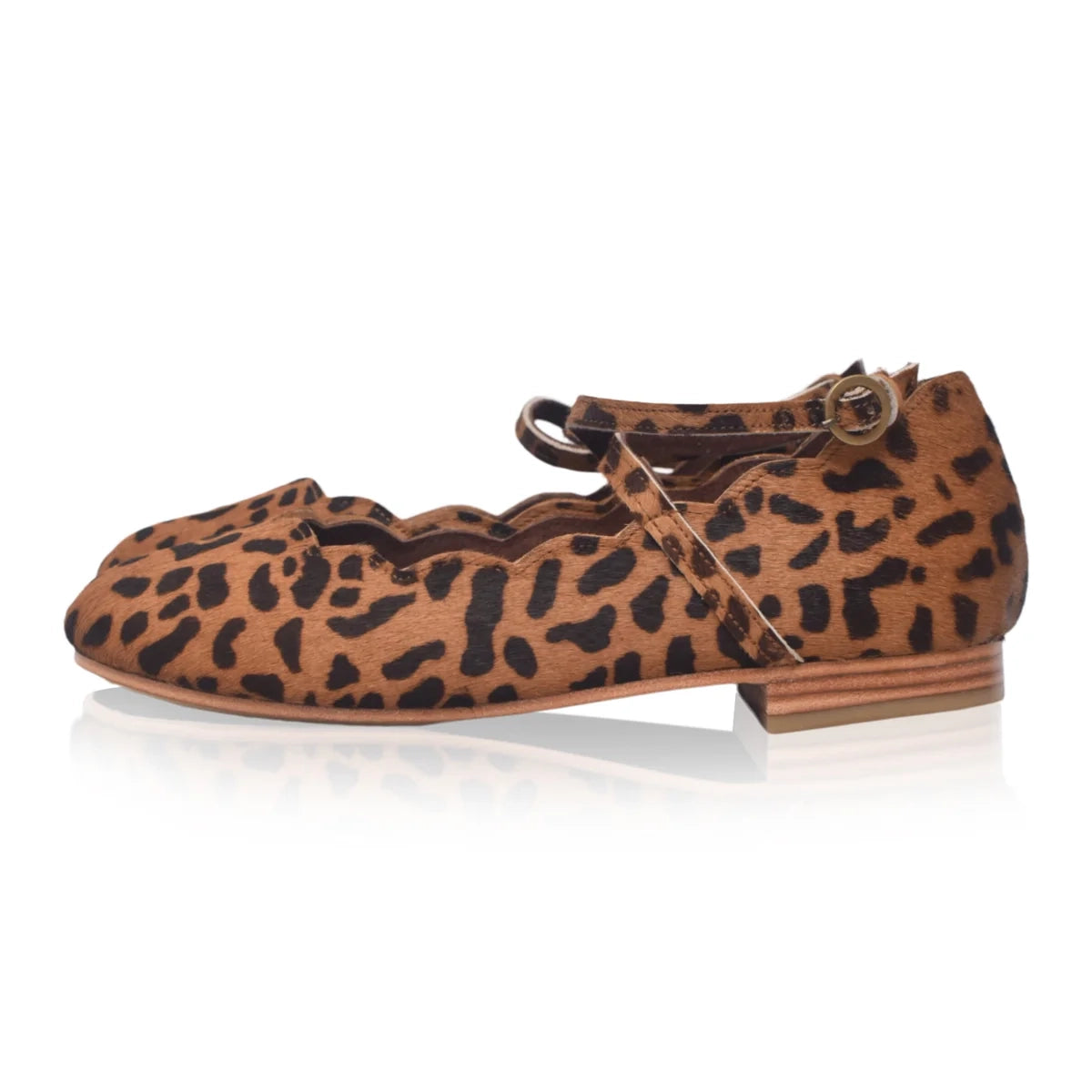Myrelle Criss-Cross Leather Ballet Flats In Wild Leo