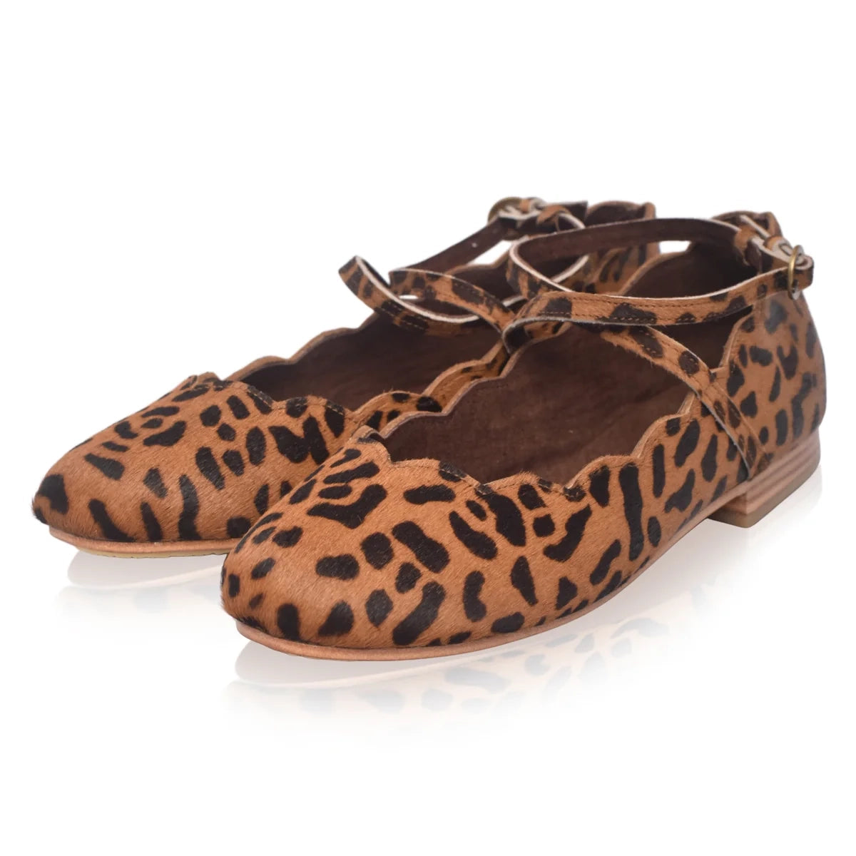Myrelle Criss-Cross Leather Ballet Flats In Wild Leo