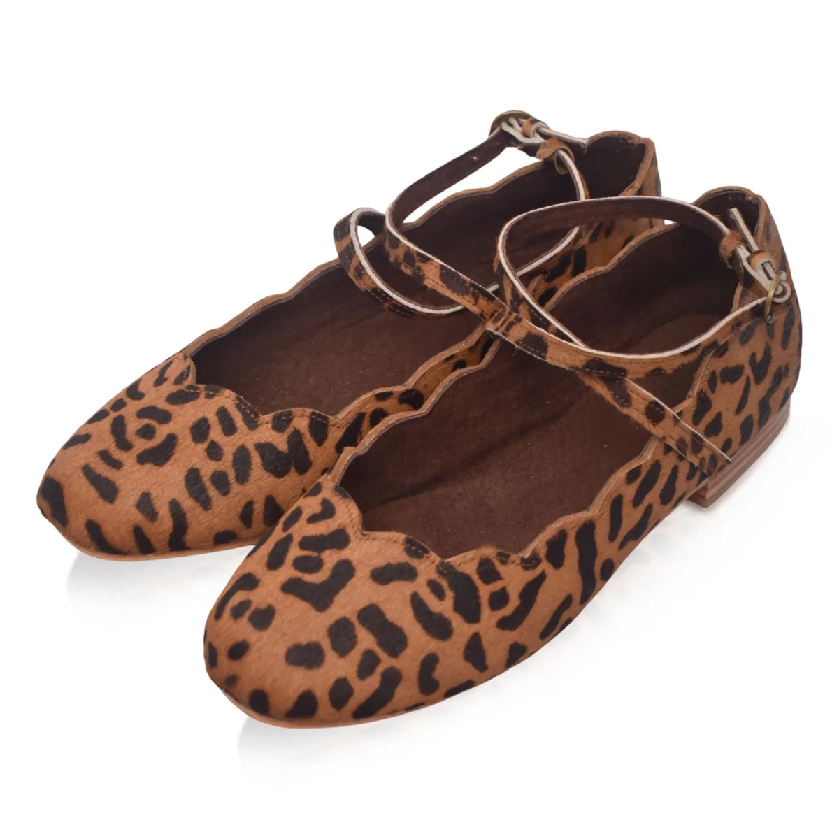 Myrelle Criss-Cross Leather Ballet Flats In Wild Leo