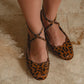 Myrelle Criss-Cross Leather Ballet Flats In Wild Leo