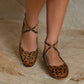 Myrelle Criss-Cross Leather Ballet Flats In Wild Leo