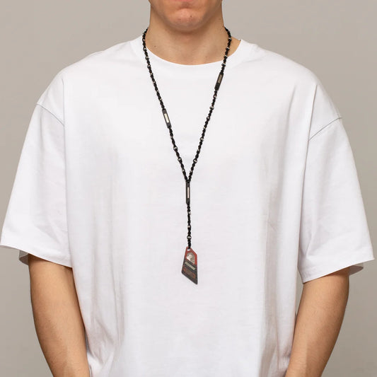 Necklace Asymmetric fused with meteorite Semchan