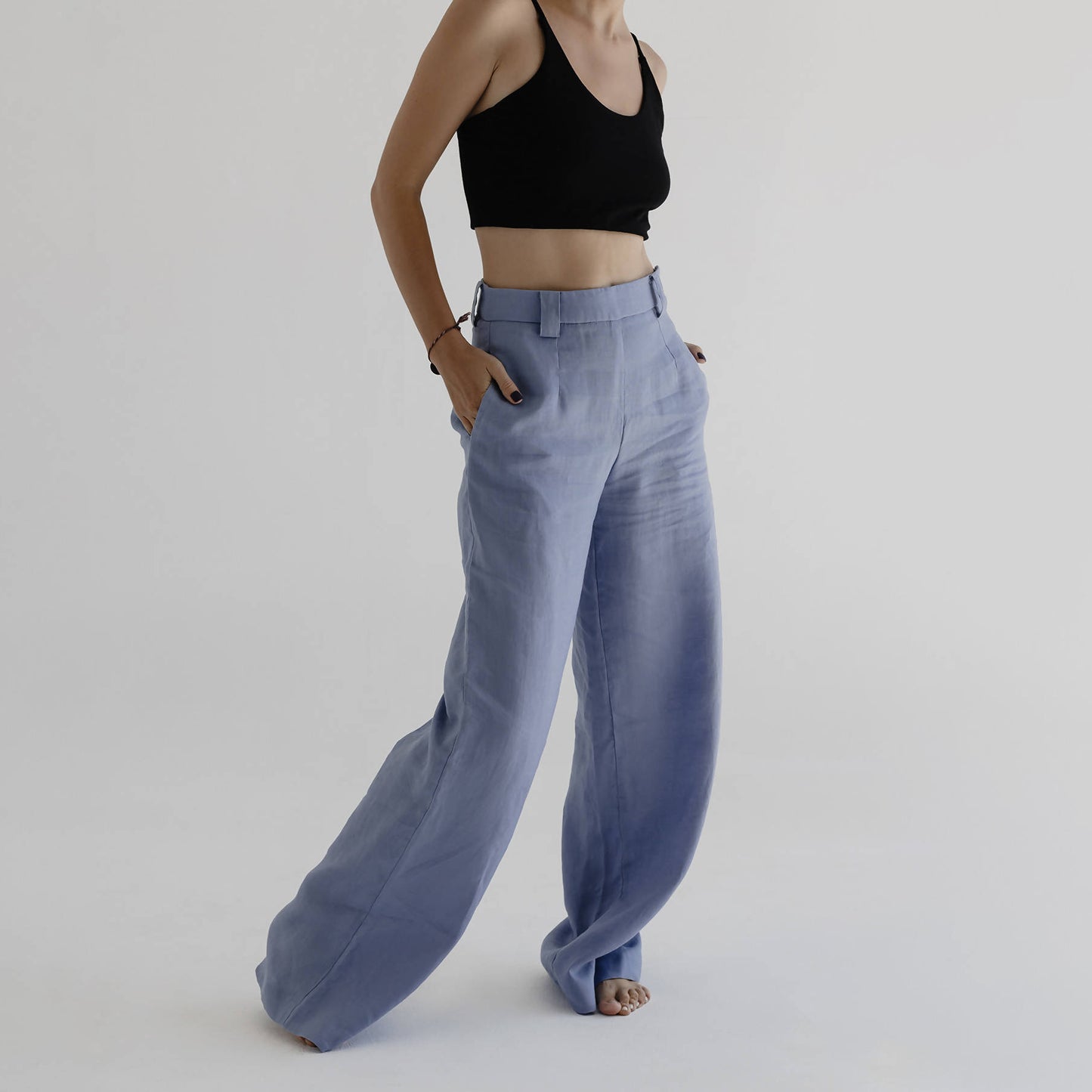 Linen pants light blue - hedonist.bali