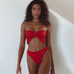Palmeira Swimwear Set In Red Lava